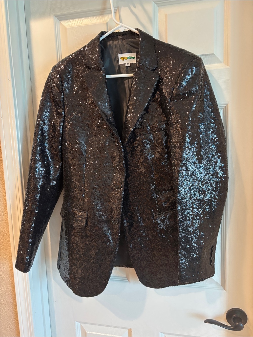Tipsy Elves Men’s black sequin jacket